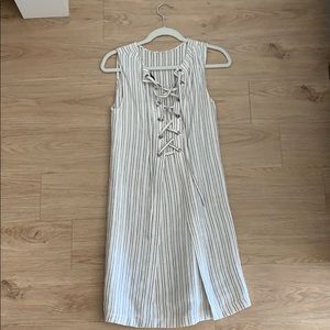 Theory white and navy striped linen dress